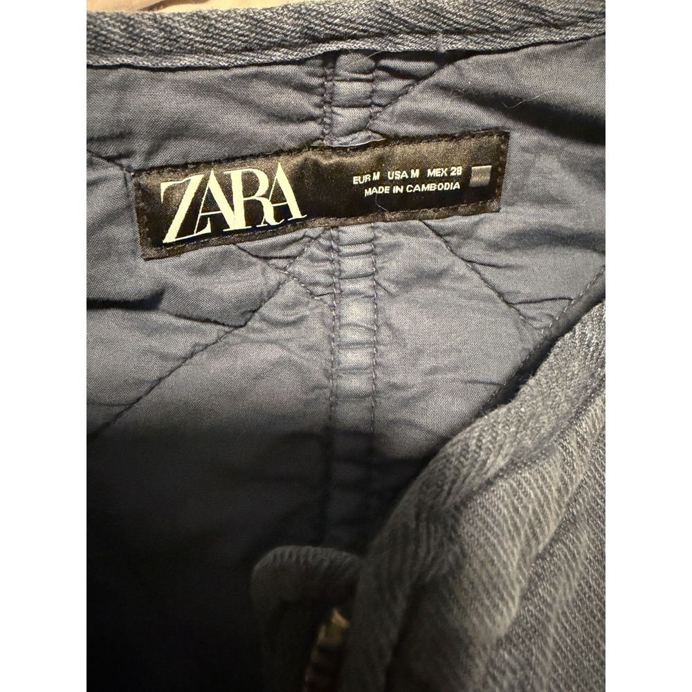 Zara Quilted Jacket Blue Cropped Utilitarian Copenhagen Gorpcore Military - Picture 4 of 9